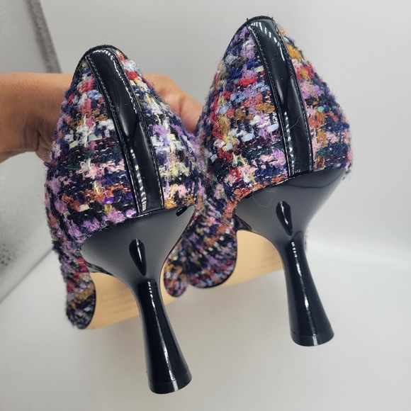 Nine West Stiletto Pointy Toe Pump Textile Size 9.5M Multicolor Plaited - Picture 4 of 9